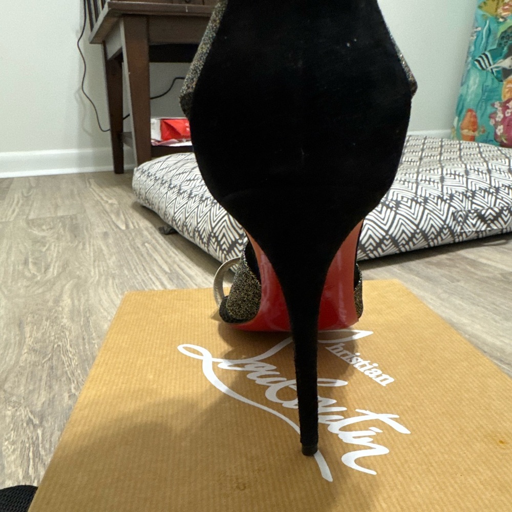 Christian Louboutin Black and Metallic Heels - Picture 2 of 4